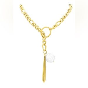 Adornia Water Resistant 14K Gold Plated Stainless Steel Imitation Pearl Necklace